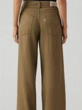 Levi’s STRAIGHT / Wide-Leg High-Rise Pants in Olive Brown linen NWT SIZE 27x31